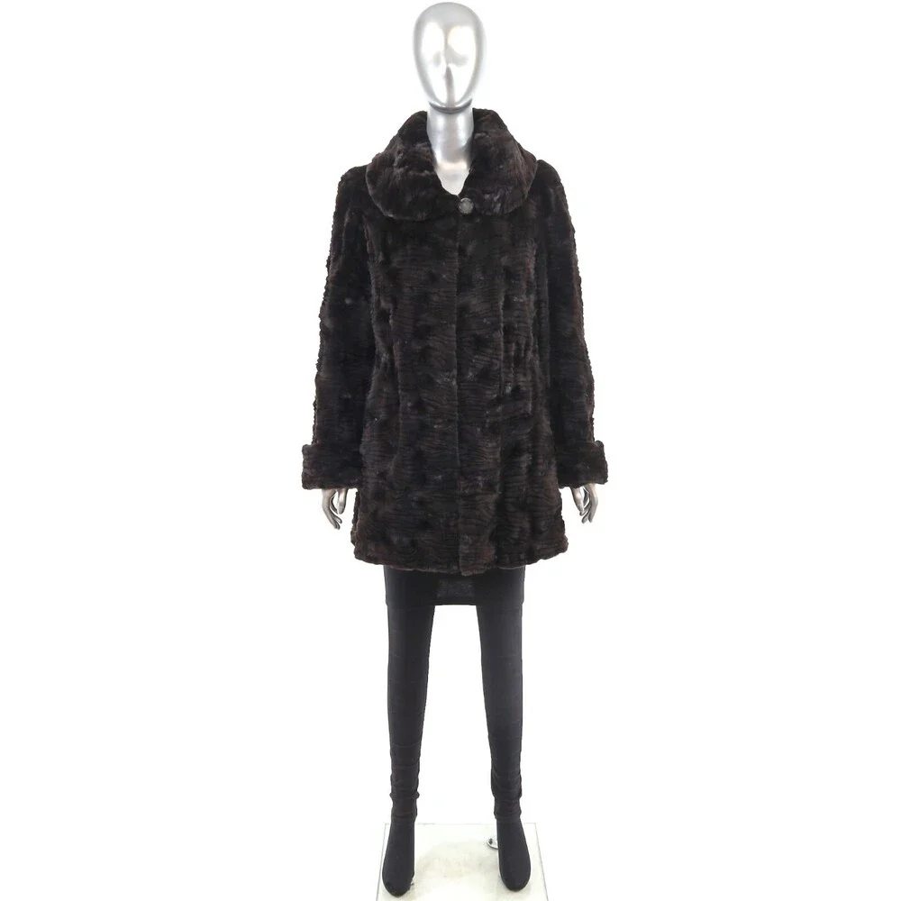 Semi Sheared Mink Jacket- Size M - Picture 3 of 10